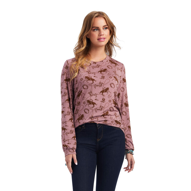 Blusas Ariat Roping Rosas/Marrones Mujer - Chile 380-IUYEKH